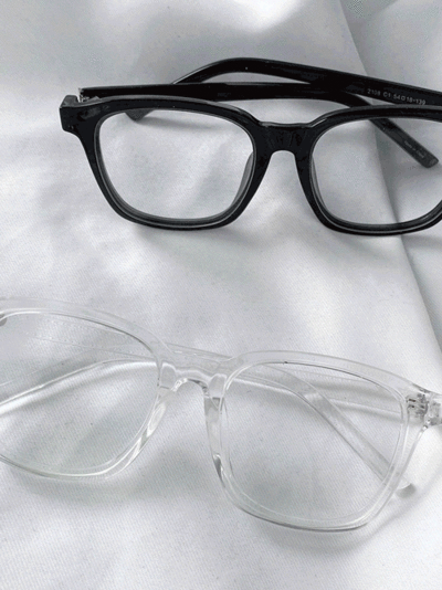 투명 안경테 패션 동글이 뿔테 안경 (클리어/블랙)