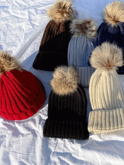 겨울엔 방울털 모자 털비니 숏 골지비니 니트모자 6color