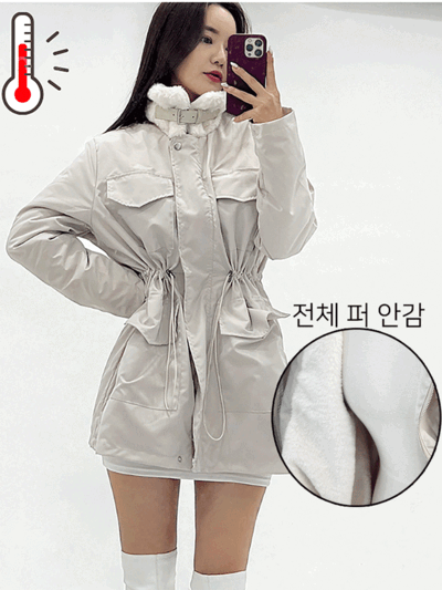[전체 퍼안감] 양털 페이크퍼 밍크 하이넥 벨트 자켓 숏점퍼 무스탕