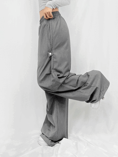 비조 남녀공용 스냅 셔링 슬랙스 밴딩 와이드팬츠 3color